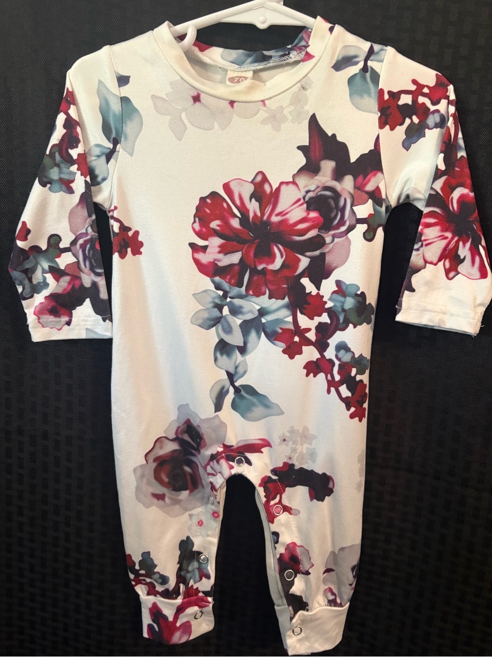 Floral Print White & Red Baby One-Piece